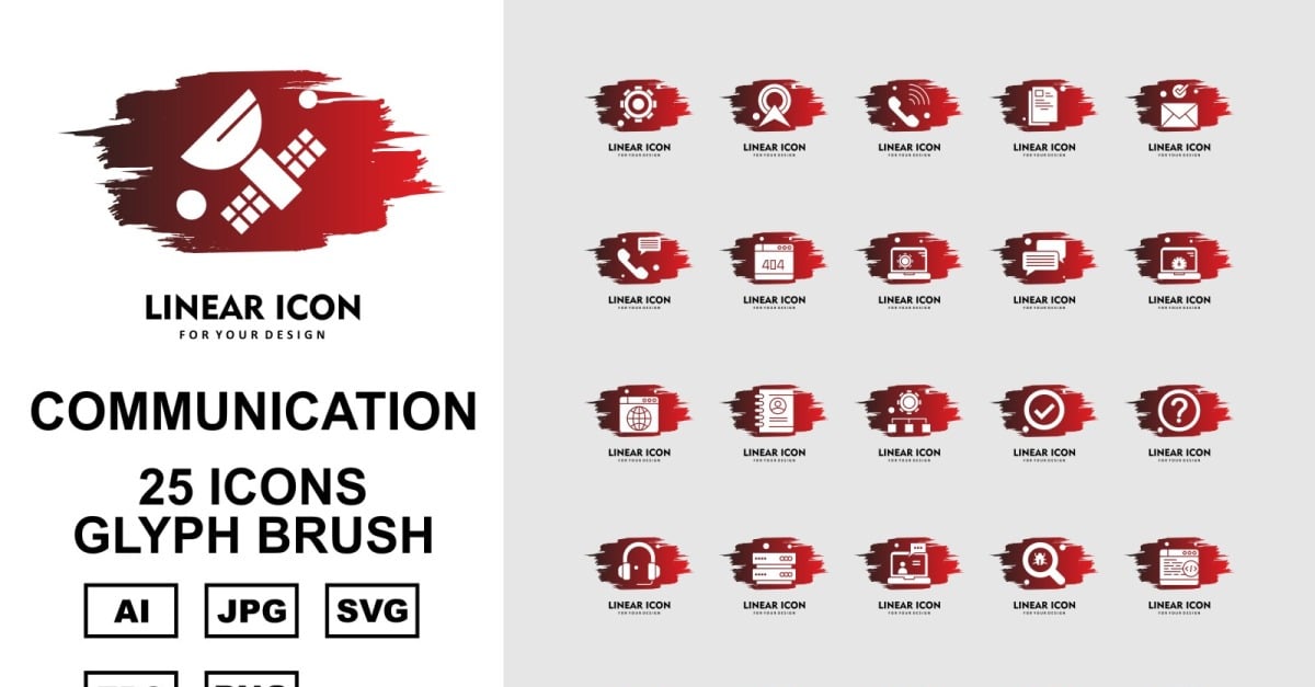 Premium Network And Communication Glyph Brush Pack Icon Set