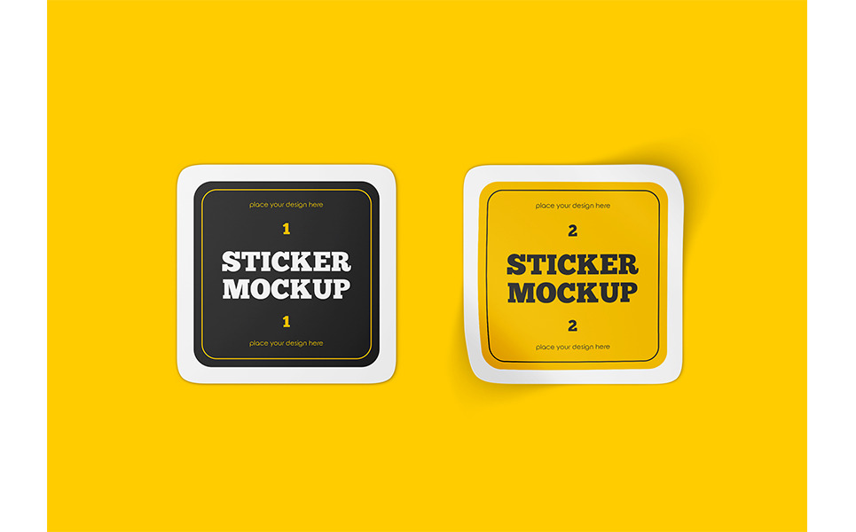 Square Stickers Mockup Set Templatemonster