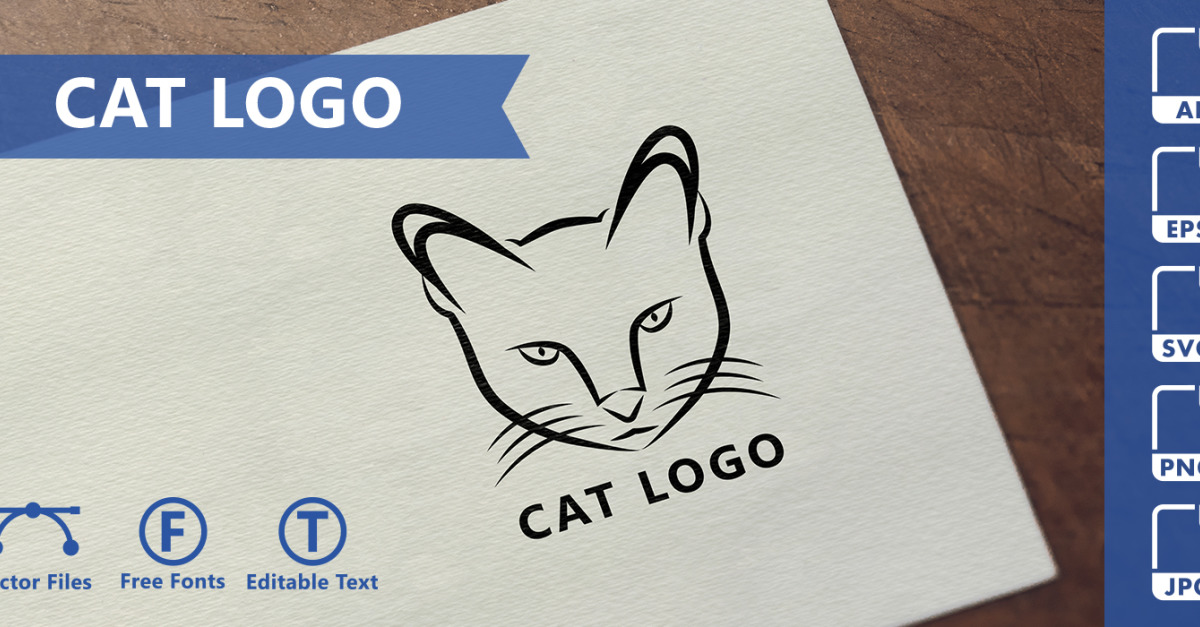 Plantilla De Estilo De L Nea De Logotipo De Gato