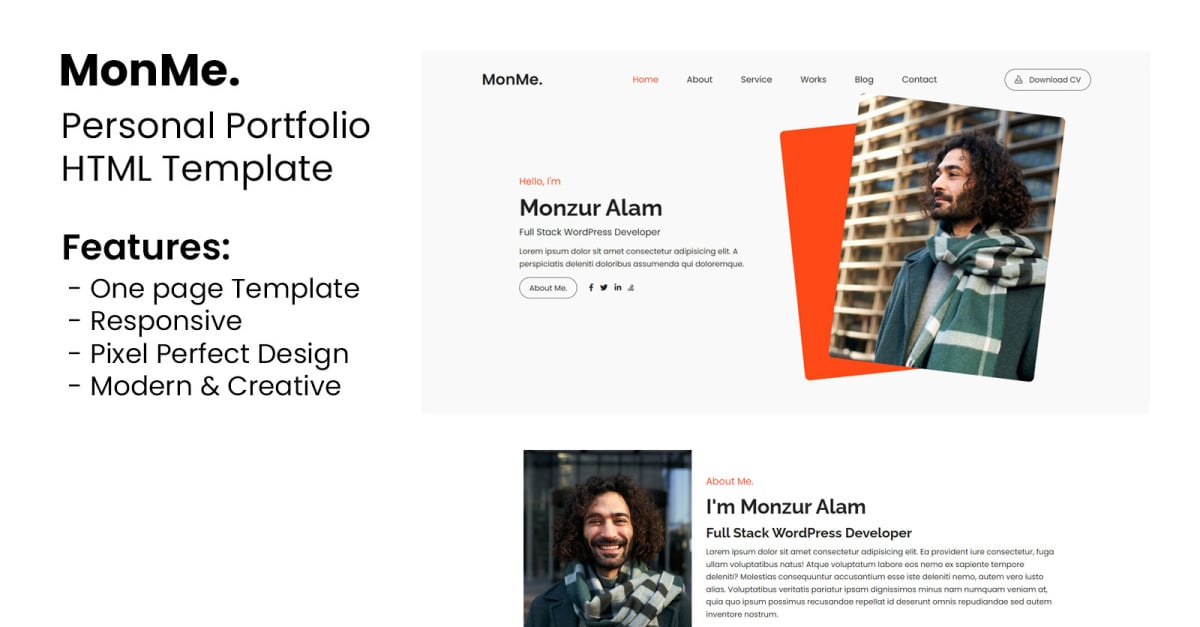 MonMe Plantilla HTML Para Portafolio Personal