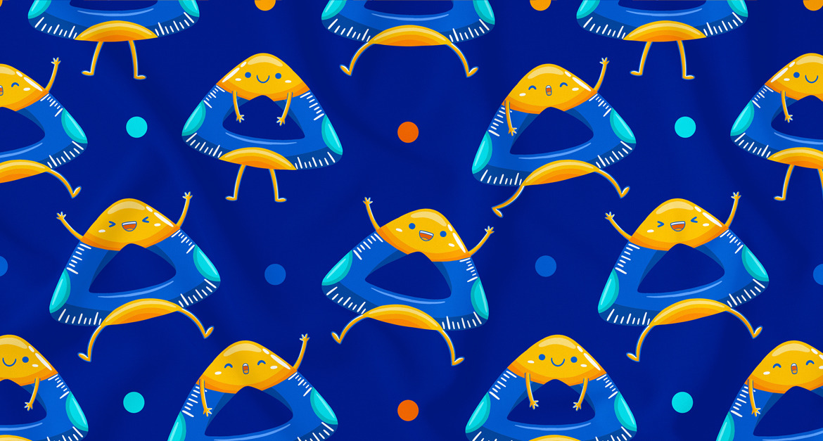 Triangular Ruler Mascot Seamless Pattern TemplateMonster