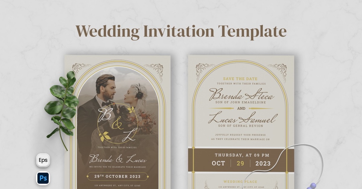 Green Golden Luxury Wedding Invitation Templatemonster