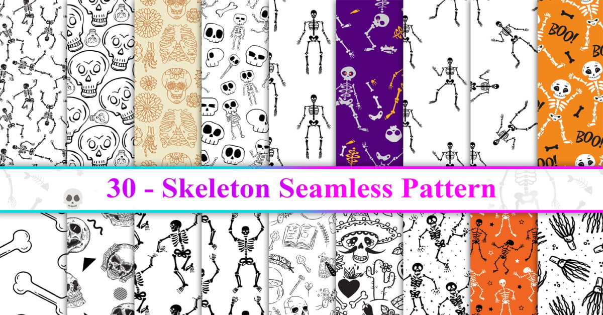 Skeleton Seamless Pattern Skeleton Pattern TemplateMonster