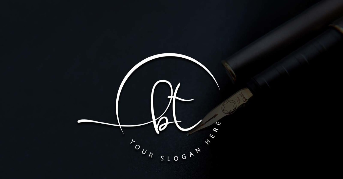 Calligraphy Studio Style Bt Letter Logo Design