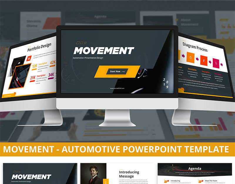 Movimiento Plantilla De PowerPoint Automotriz