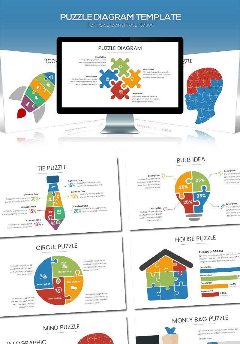 Puzzle List Diagram Powerpoint Template Puzzle Diagrams Powe