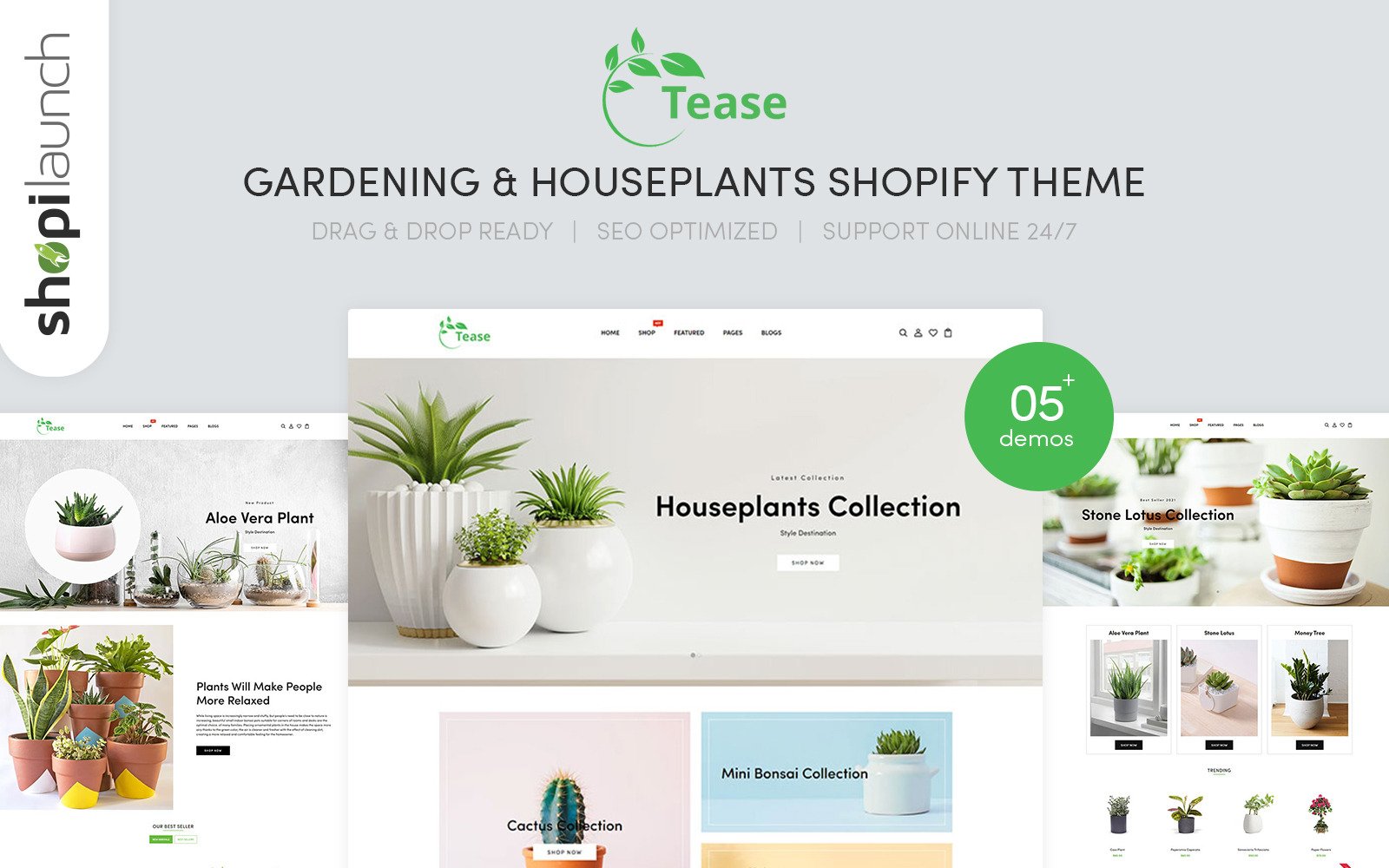 Tease Gardening Houseplants Shopify Theme