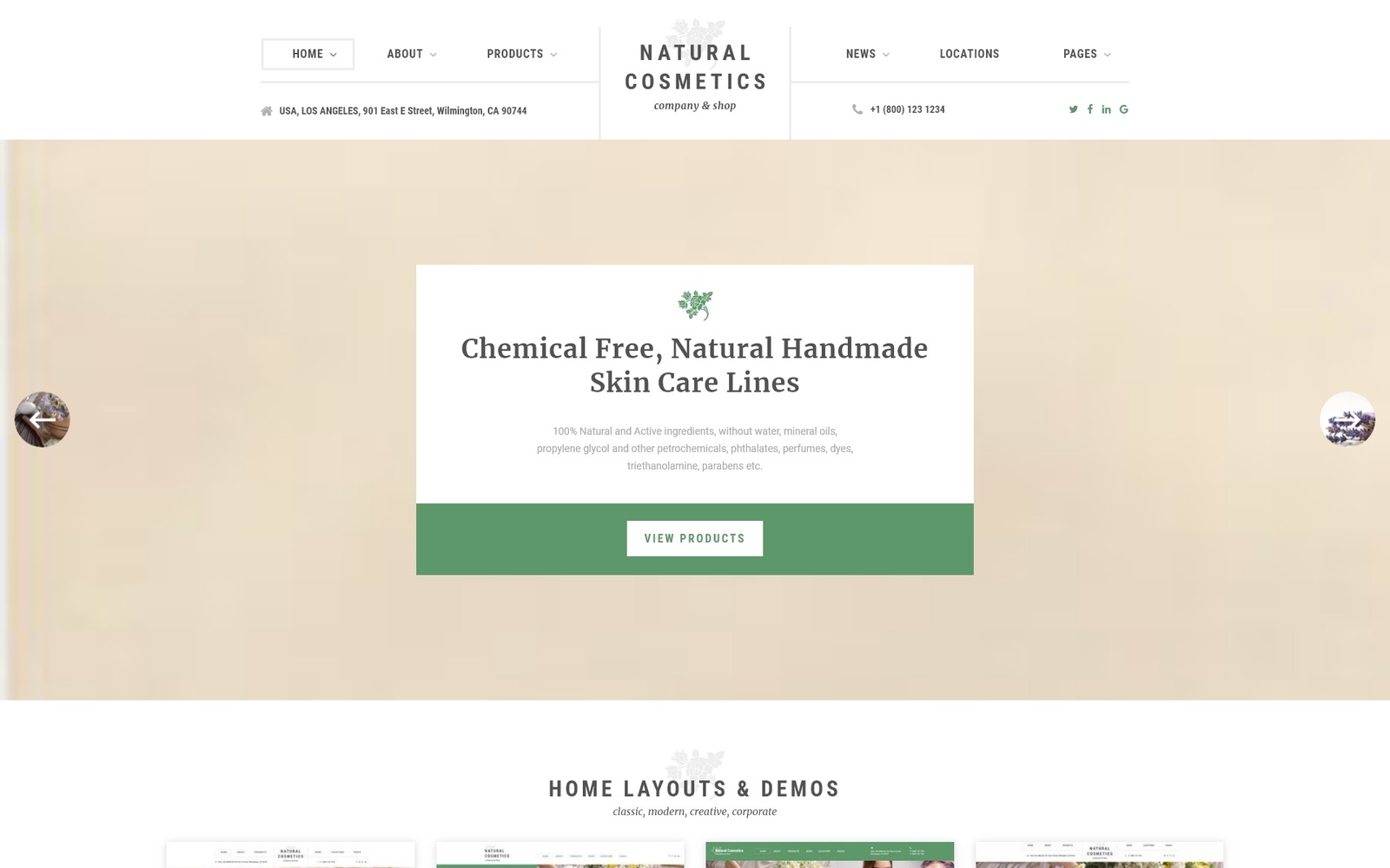 Cosmetici Naturali Modello Di Sito Web Multipagina Per Negozio Di