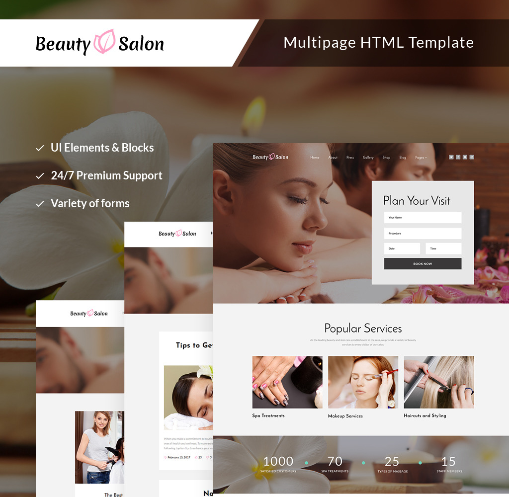 Modello Di Sito Web Multipagina Reattivo Per Salone Di Bellezza