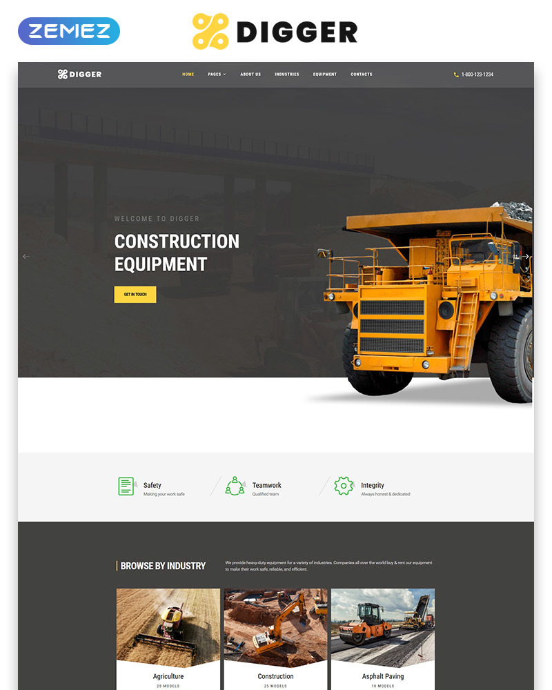 Digger Strumenti E Attrezzature Modello Di Sito Web Html Classico