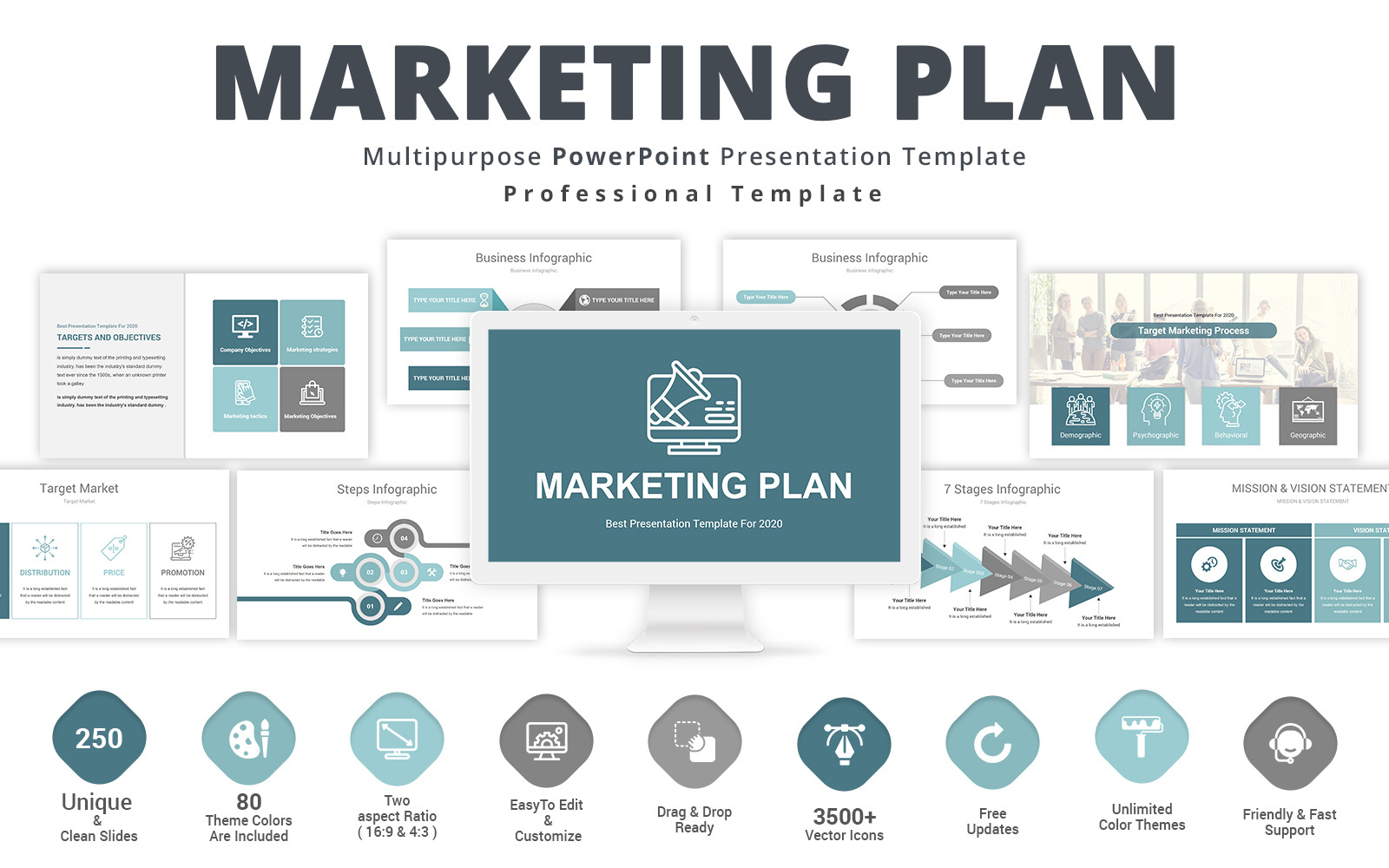 Modèle PowerPoint de plan marketing 95309 TemplateMonster