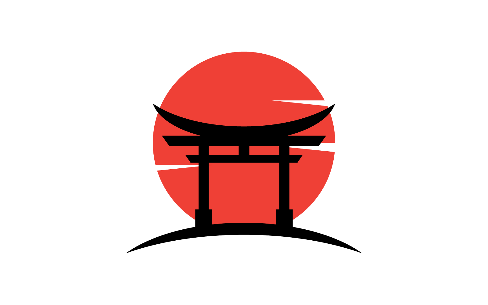 Portão Torii e design de vetor de logotipo de ilustração de sol