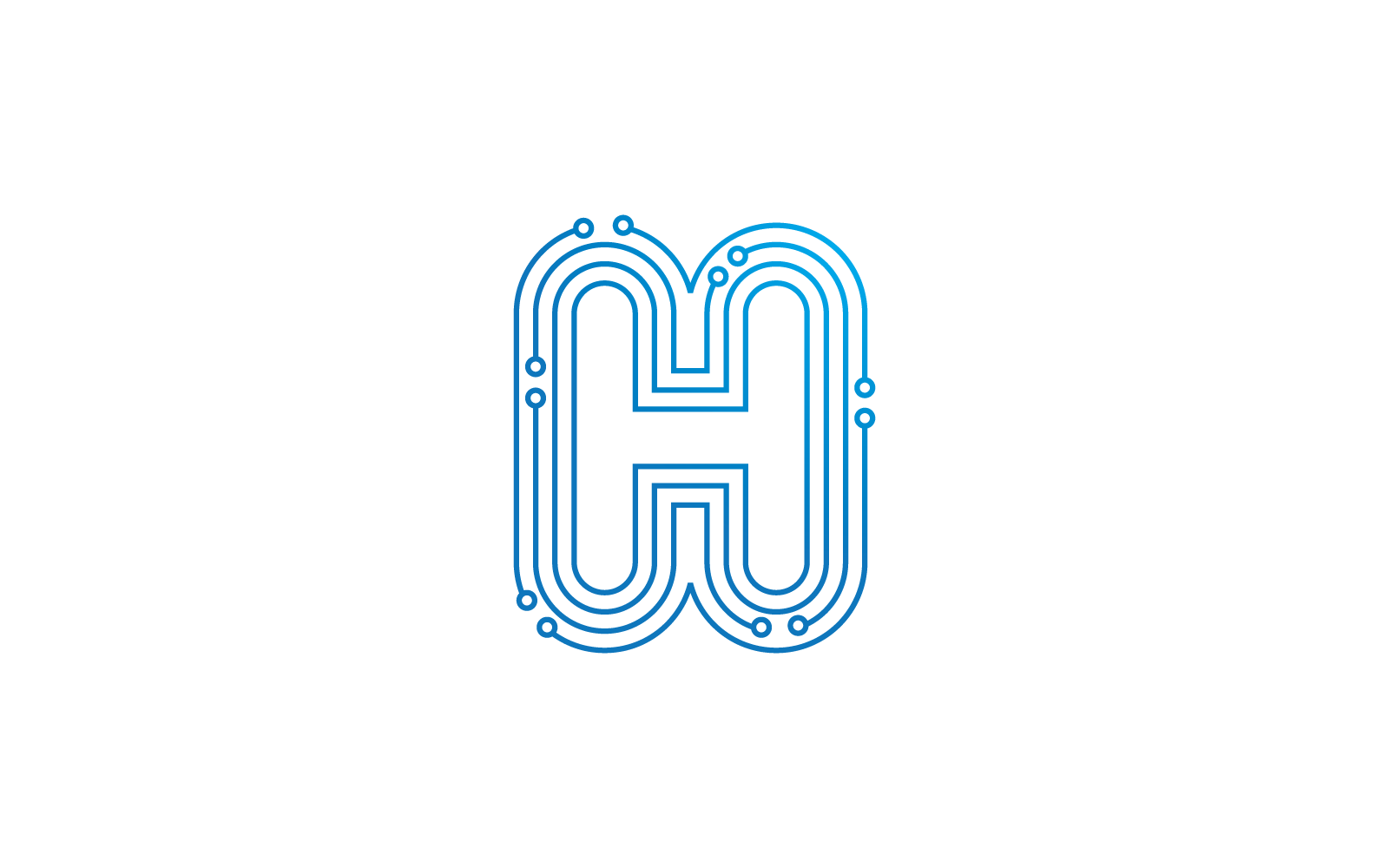 H eerste letter Circuit technologie illustratie logo vector sjabloon