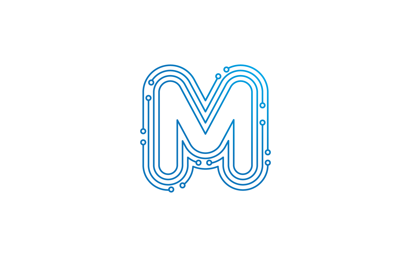 M eerste letter Circuit technologie illustratie logo vector sjabloon