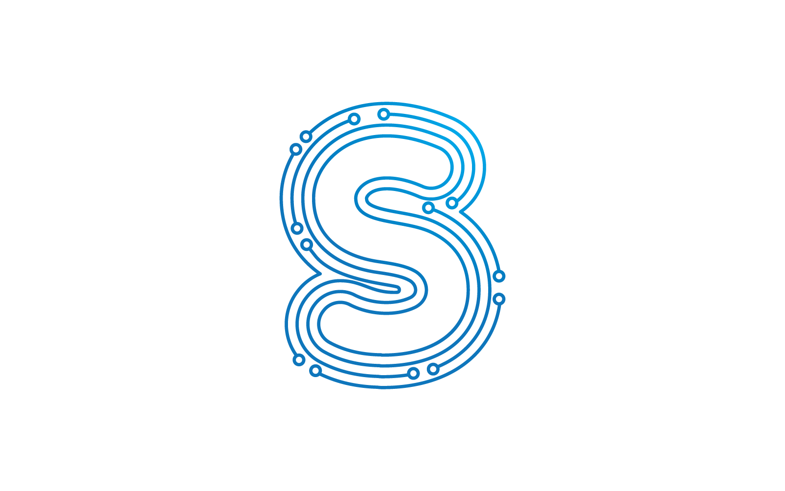 Pierwsza litera S. Szablon wektora logo ilustracji technologii obwodów