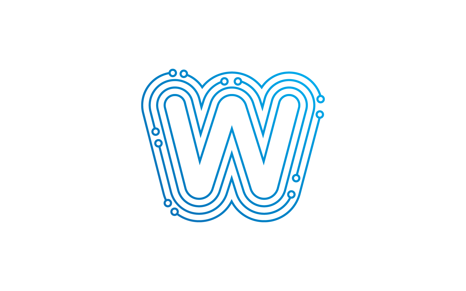 W ilk harfi Devre teknolojisi illüstrasyon logo vektör şablonu