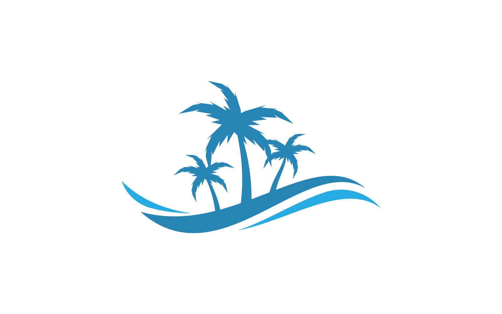 Palmträd löv illustration logotyp platt design
