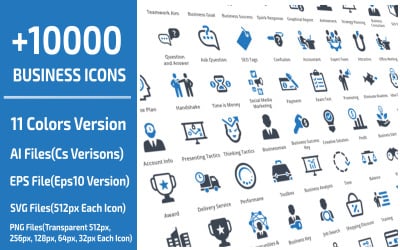Conjunto de ícones profissionais de 生意 de 10000
