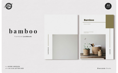 Modèle de magazine de lookbook de meubles en bambou