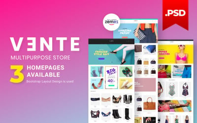 Vente - Шаблон PSD для дизайну одягу для багатьох магазинів
