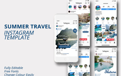 Sommarresor Instagram-mall för sociala medier