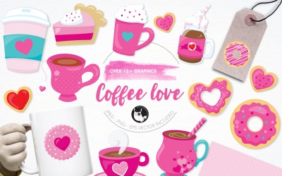 Coffee love illustration pack - Vector Image