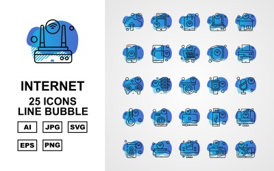 Jeu d&amp;#39;icônes de bulle de ligne Internet of Things Premium 25