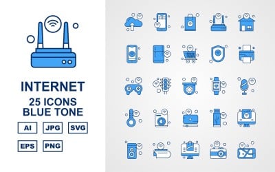 25高级物联网蓝色色调图标集