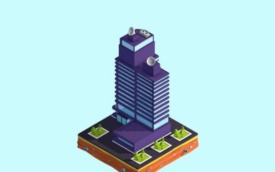 Cartoon Low Poly Business Center 3D Model