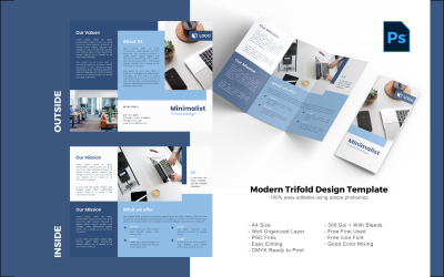 PSD шаблон брошюры компании Trifold