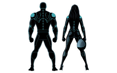 未来主义的白色超级英雄夫妇-插图