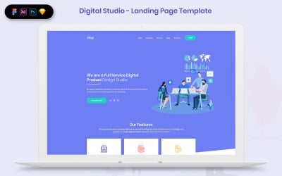 Elemente der Benutzeroberfläche von Digital Studio Landing Page Template