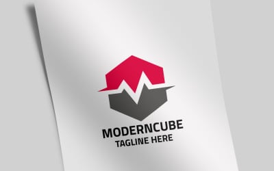 现代立方体字母M标志模板