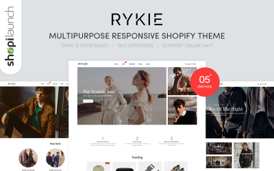 Rykie - víceúčelové responzivní téma Shopify