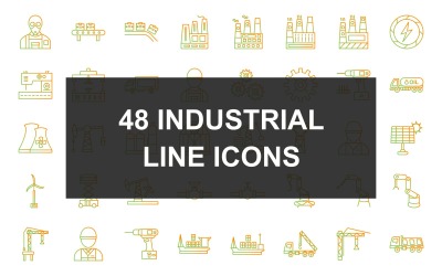 48 ícones de gradiente de linha de processo industrial