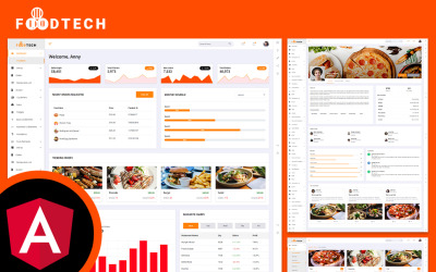 Foodtech Restaurace a rozvoz jídla Angular JS Admin Dashboard