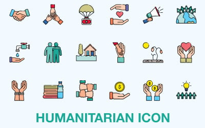 Szablon zestawu ikon humanitarnych