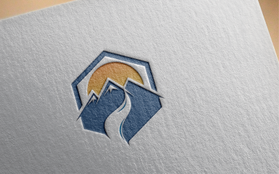 Hexagon Mountain Logo Template