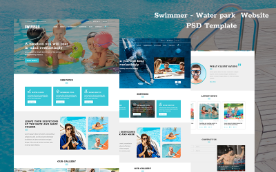 游泳者水上公园网站PSD模板