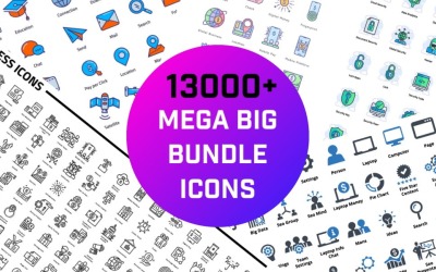 13000+ Mega Big Bundle Iconset-sjabloon