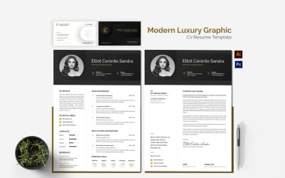 Modern Luxury Graphic CV Printable 简历模板