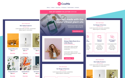 CosMe - Multifunctionele Cosmetic &amp;amp; Beauty Responsive E-mail nieuwsbriefsjabloon