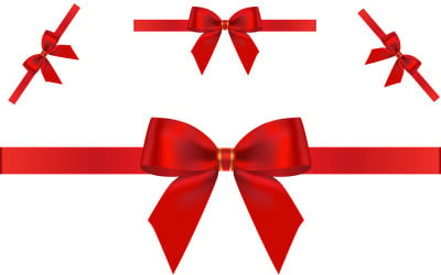 红色礼物丝带矢量礼物蝴蝶结与丝带插图