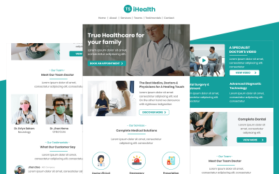 iHealth – Többcélú egészségügyi e-mail sablon Reszponzív hírlevél sablon