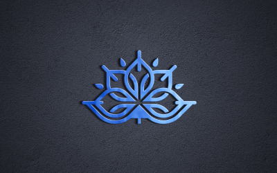 Mockup logo lucido su colore blu con parete nera