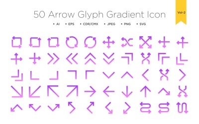 50 Arrow Glyph Gradient Icon Vol 2