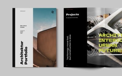 Modelli di riviste per portfolio di brochure di architettura multiuso