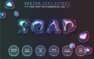 肥皂泡-可编辑的文字效果，字体样式，图形说明