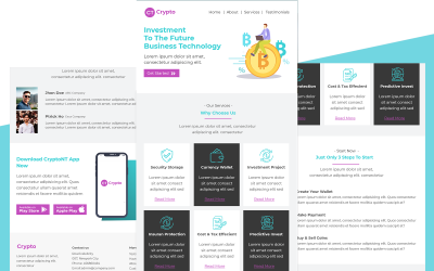 Crypto — универсальный адаптивный шаблон электронной почты для криптовалюты