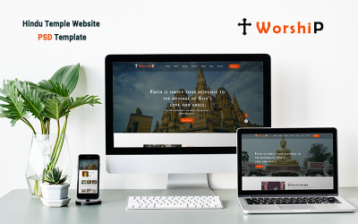 Uctívání - šablona PSD pro hindské webové stránky